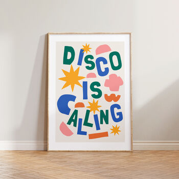 Retro Colourful Disco Is Calling Wall Print, 2 of 5