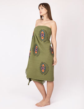 Khaki Eye Organic Cotton Peshtemal Towel, 4 of 7