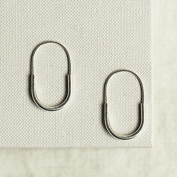 Oval Hoop Sterling Silver Earrings, 2 of 4