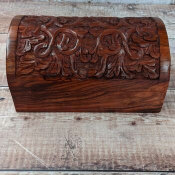 Wooden Floral Carved Chest, 6 of 8