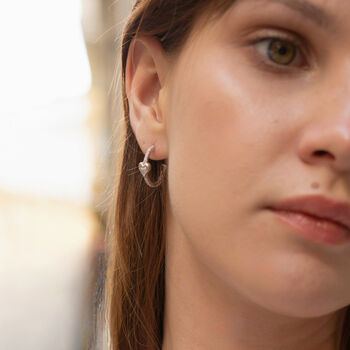 Hoop Heart Pave Sterling Silver Earrings, 5 of 12