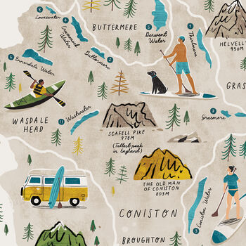 Paddle The Lakes Illustrated Map Checklist Print, 3 of 6