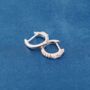 Silver Cz Stone Huggie Earrings, Sparkly Minimalistic Everyday Hoops, Small Hoops, thumbnail 1 of 7