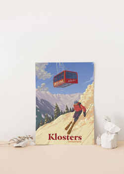 Klosters Ski Resort Switzerland Travel Poster Art Print, 2 of 8