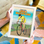 Personalised Cyclist Cartoon Print For Him Or Her, thumbnail 4 of 7