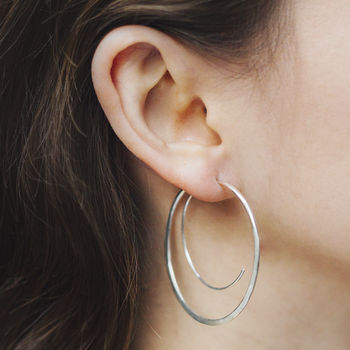 Silver Spiral Statement Hoop Earrings, 3 of 5