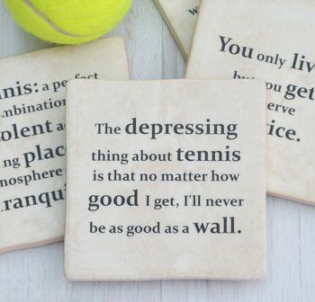 Set Of Four Ceramic Famous Tennis Quotes Coasters, 2 of 8