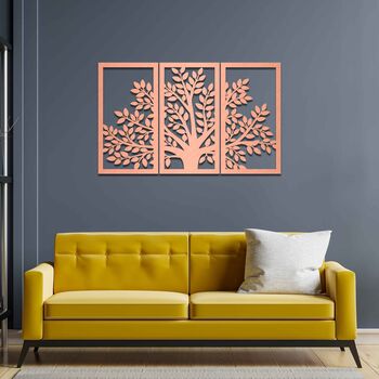 Three Panel Wooden Tree Wall Art, Home Or Office Decor, 6 of 9