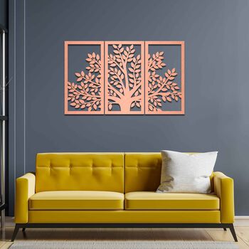 Three Panel Wooden Tree Wall Art, Home Or Office Decor, 7 of 10