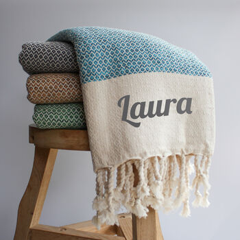 Personalised Cotton Throw, Anniversary Gift Personalised, 3 of 10