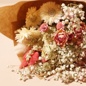 Vintage Pink Market Style Dried Flower Bouquet, 5 of 5