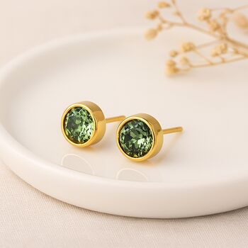 18ct Gold Plated Sterling Silver August Birthstone Stud Earrings – 7mm, 4 of 7