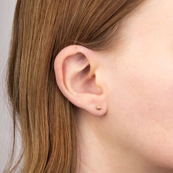 9ct Yellow Gold Diamond Cut Micro Ball Stud Earrings – 4mm, 2 of 8