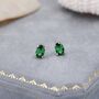 Sterling Silver Emerald Green Moissanite Cz Stud Earrings, thumbnail 1 of 11