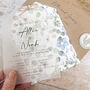 Periwinkle Vellum Tag Wedding Invitations, thumbnail 1 of 6