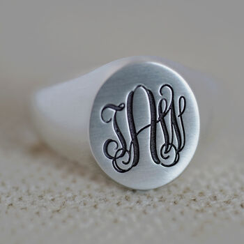 Personalised Sterling Silver Initials Signet Ring, 3 of 5
