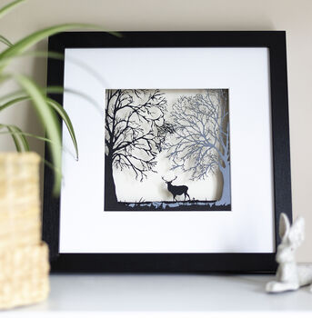 Framed Papercut Stag In The Forest Art, 2 of 6