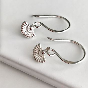 Sterling Silver Tiny Fan Earrings, 2 of 2