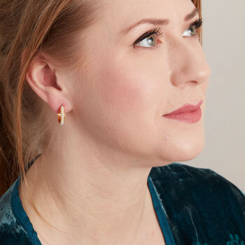 Gold And Silver Small Pearl Stud Hoops, 3 of 11