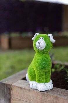 Garden Ornament Grass Covered Dog Durable Resin Statue, 2 of 3