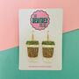 Coffee Cup Glitter Earrings, thumbnail 1 of 2
