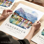 Austria Travel Print Of Innsbruck With Map Coordinates, thumbnail 1 of 7