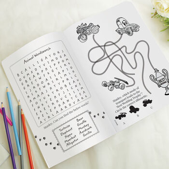 Personalised Blue A4 Wedding Activity And Colouring Book For Kids, 3 of 9