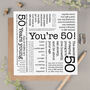 50th Birthday Card, You're 50 Quotes, thumbnail 1 of 6