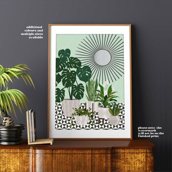 Sunray Mirror And Monstera Plant Print, 8 of 8