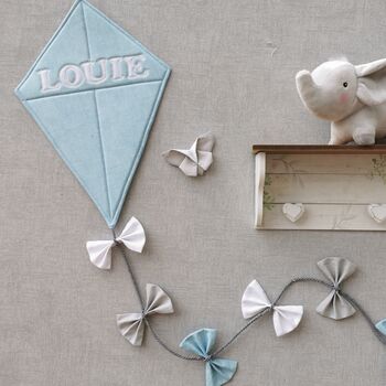 Blue Grey White, Personalised Kite Gift New Baby Room, 9 of 9