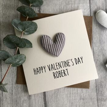 Personalised Happy Valentine's Day Corduroy Heart Card, 3 of 4