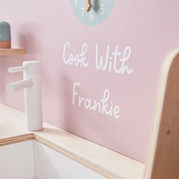 Personalised Pink Wooden Kitchen Play Set, 2 of 3