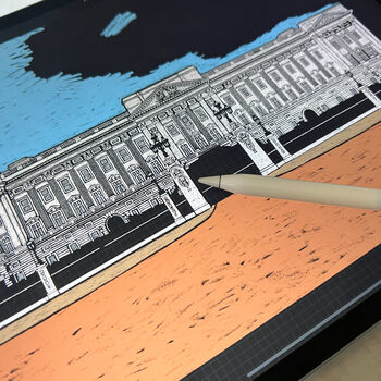 Buckingham Palace Coloured Pencil Illustration Print, 3 of 4