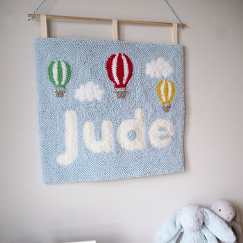 Custom Nursery Wall Hanging With Hot Air Balloons, 2 of 3