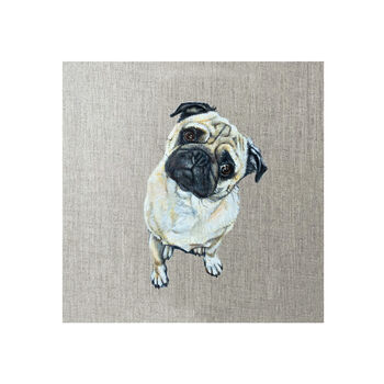 Custom Pet Portrait Painting On Linen Canvas Board, 12 of 12