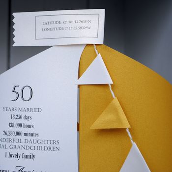 50th Golden Wedding Anniversary Paper Boat Card, 3 of 11
