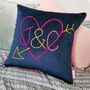 Love Heart Initial Embroidered Velvet Cushion, thumbnail 2 of 4