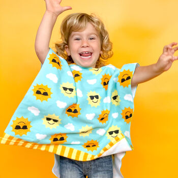 Personalised Happy Sun Toddler Hooded Towel, 2 of 12