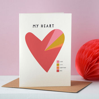 'My Heart' A Pie Chart Personalised Valentines Card, 3 of 5