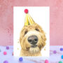 Golden Doodle Pompom Birthday Card, thumbnail 1 of 1
