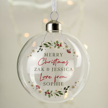 Personalised Christmas Glass Bauble Hanging Decoration, 3 of 5