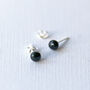 Black Freshwater Pearl Sterling Silver Stud Earrings, thumbnail 2 of 10