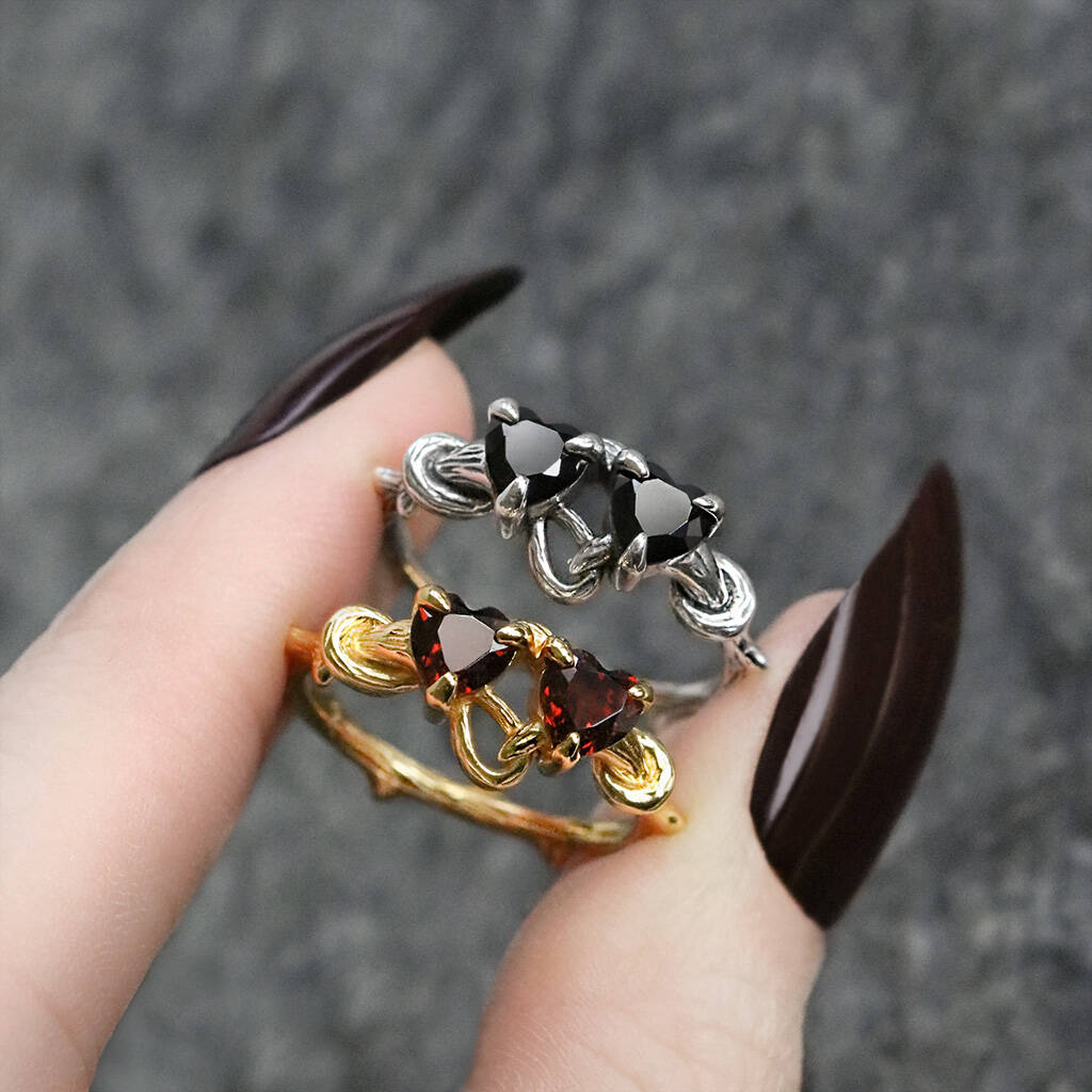 Two Hearts Garnet Ring, 1 of 7