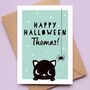 Personalised Halloween Black Cat Card, thumbnail 1 of 4
