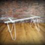 Modern Industrial Glass Hairpin Table White 349, thumbnail 1 of 5