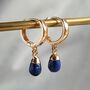Lapis Lazuli Teardrop Hoop Earrings, thumbnail 2 of 3