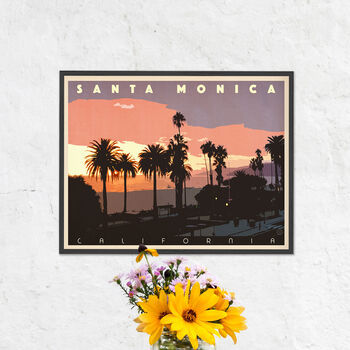 Personalised Santa Monica Sunset Travel Print, 2 of 4