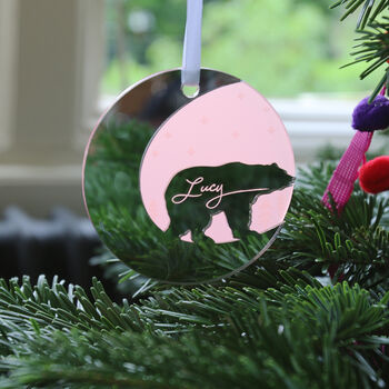 Starry Bear Mirror Personalised Christmas Decoration, 3 of 9