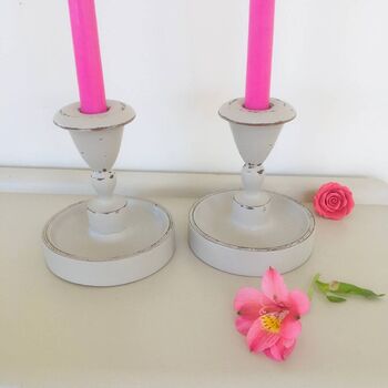 Pair Of Antique Hand Painted Candlesticks ~ 17, 4 of 6
