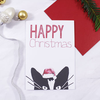 Cat Santa Hat Christmas Card, 3 of 3